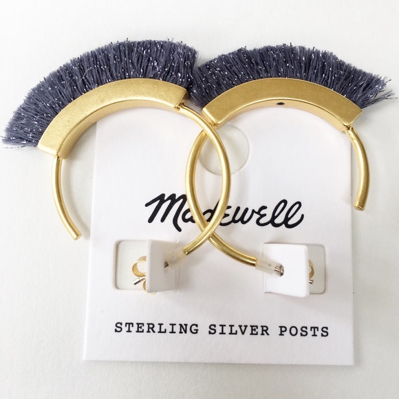 MADEWELL Fringe Hoop Earrings-Hematite Lurex-New - Picture 4 of 6